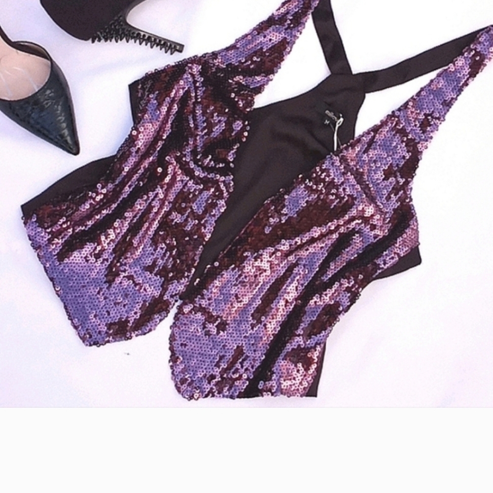 Millau Sequin Tank Top - Purple and Black